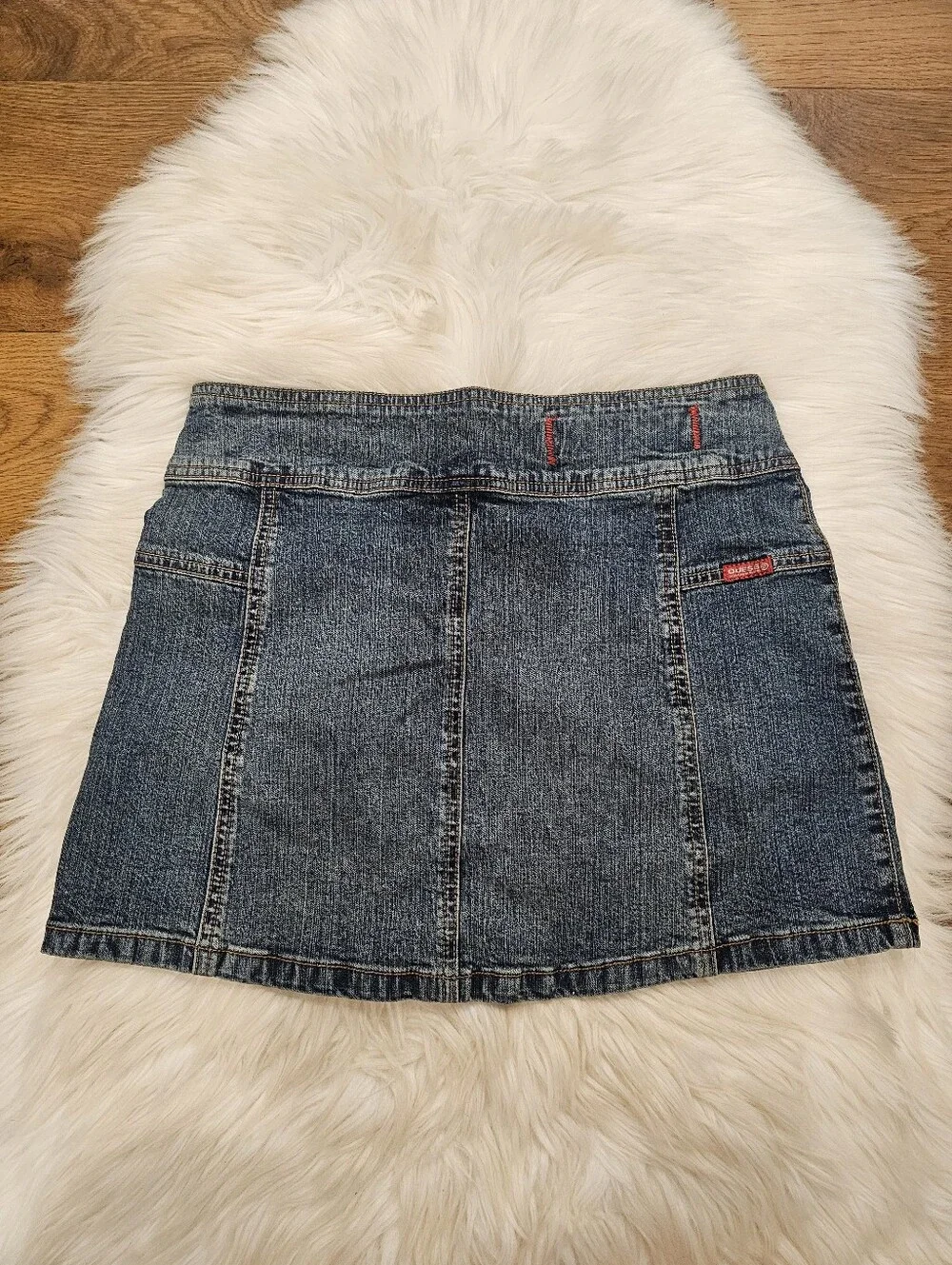 Vintage Guess Low Classic Dark Wash Denim Mini Skirt & Cropped Hoodie Set